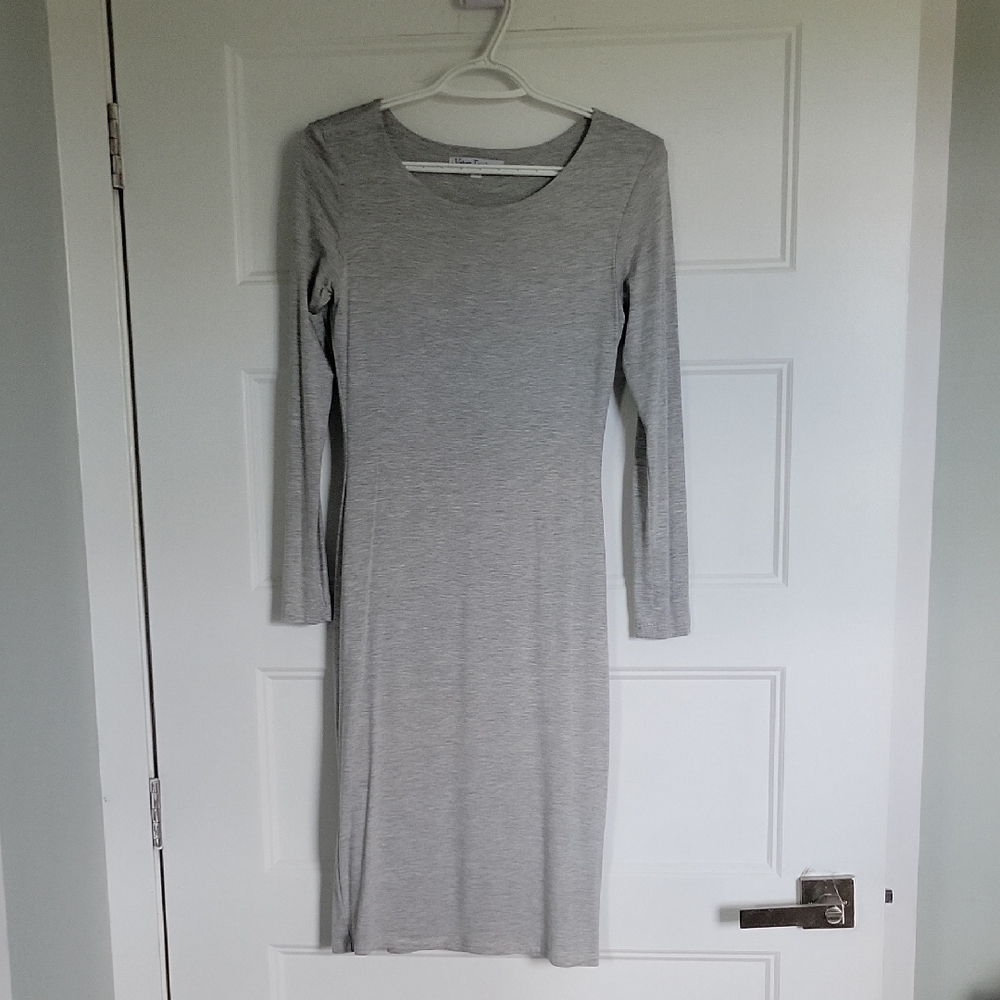 Velvet Torch Light Gray Long Sleeve Dress